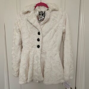 NWT Self Esteem Designer Faux Fur Ivory Coat Jacket